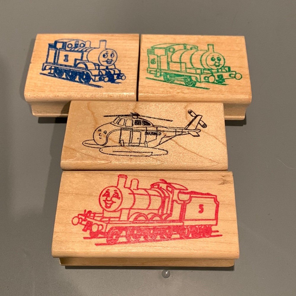 Wooden stamps. Original 1992. Thomas the Train.  Never used. Set of 4.